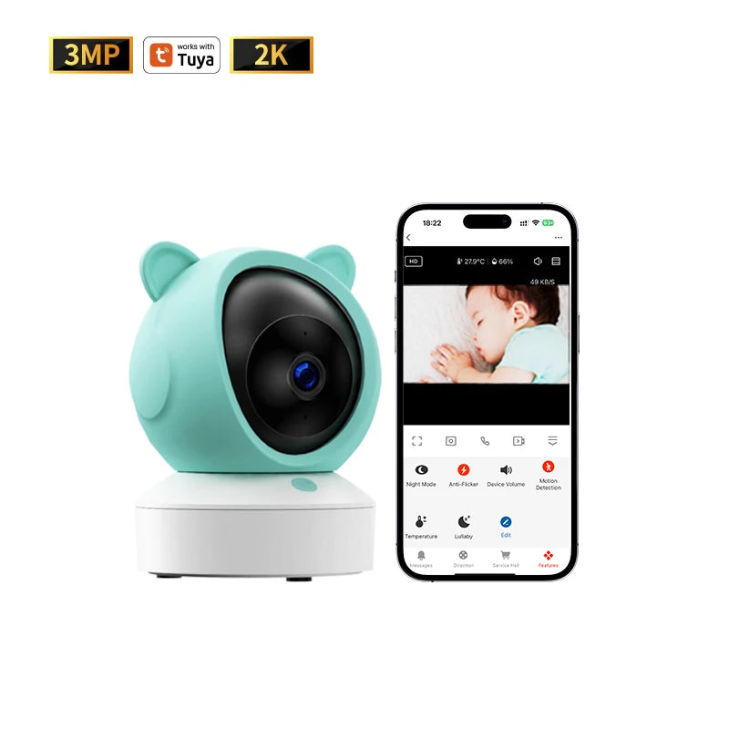 5 "Tuya Smart Wifi Remote Video Surveillance Intercom Sound Detection APP View Control Audio Video Baby Monitor Camera 1080P